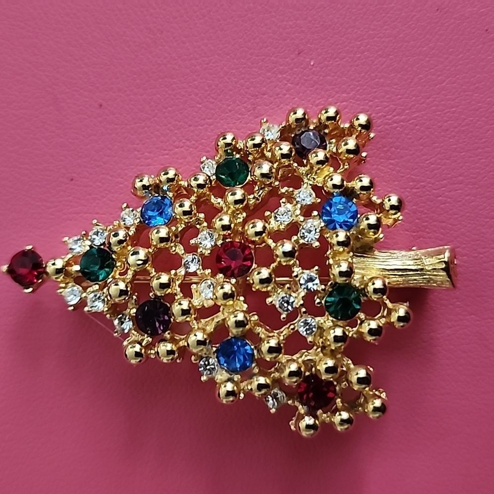 Brooch SIGNED EISENBERG CHRISTMAS TREES 2 1/2 IN